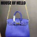 HOUSE OF HELLO-026 潮流時尚惡搞HERMES BIRKIN電光藍十字紋皮大小號手提單肩包鉑金包