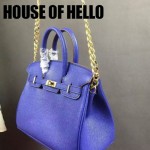 HOUSE OF HELLO-026 潮流時尚惡搞HERMES BIRKIN電光藍十字紋皮大小號手提單肩包鉑金包