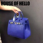 HOUSE OF HELLO-026 潮流時尚惡搞HERMES BIRKIN電光藍十字紋皮大小號手提單肩包鉑金包