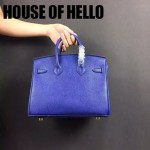 HOUSE OF HELLO-026 潮流時尚惡搞HERMES BIRKIN電光藍十字紋皮大小號手提單肩包鉑金包