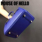 HOUSE OF HELLO-026 潮流時尚惡搞HERMES BIRKIN電光藍十字紋皮大小號手提單肩包鉑金包