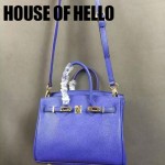 HOUSE OF HELLO-026 潮流時尚惡搞HERMES BIRKIN電光藍十字紋皮大小號手提單肩包鉑金包