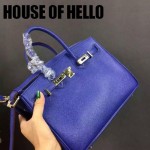 HOUSE OF HELLO-026 潮流時尚惡搞HERMES BIRKIN電光藍十字紋皮大小號手提單肩包鉑金包