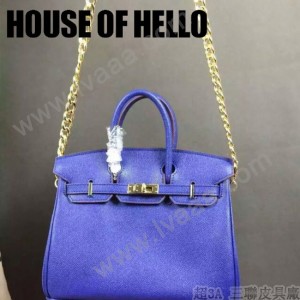 HOUSE OF HELLO-026 潮流時尚惡搞HERMES BIRKIN電光藍十字紋皮大小號手提單肩包鉑金包