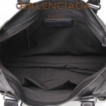 BALENCIAGA A115748S-5 歐美時尚新款黑色進口皮黑小釘流蘇機車包