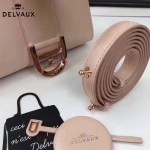 Delvaux-04 時尚復古brilliant 裸粉色原版BOX光面牛皮手提單肩包