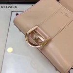 Delvaux-04 時尚復古brilliant 裸粉色原版BOX光面牛皮手提單肩包