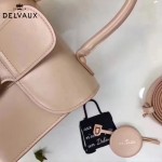 Delvaux-04 時尚復古brilliant 裸粉色原版BOX光面牛皮手提單肩包