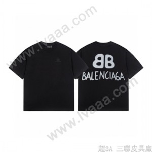 巴黎世家 Balenciaga新款刺繡雙BB印短袖