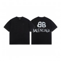巴黎世家 Balenciaga新款刺繡雙BB印短袖