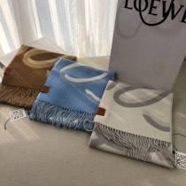 LOEWE羅意 大字中克重羊毛和羊絨混紡圍巾