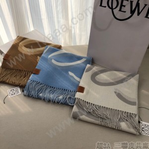 LOEWE羅意 大字中克重羊毛和羊絨混紡圍巾