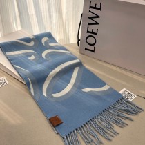 LOEWE羅意 大字中克重羊毛和羊絨混紡圍巾